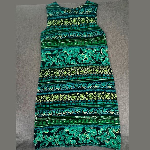 R&K Dresses & Skirts - Vintage R&K Sleeveless‎ Dress Green Plus 18 Polyester Floral Round Neck Zipper